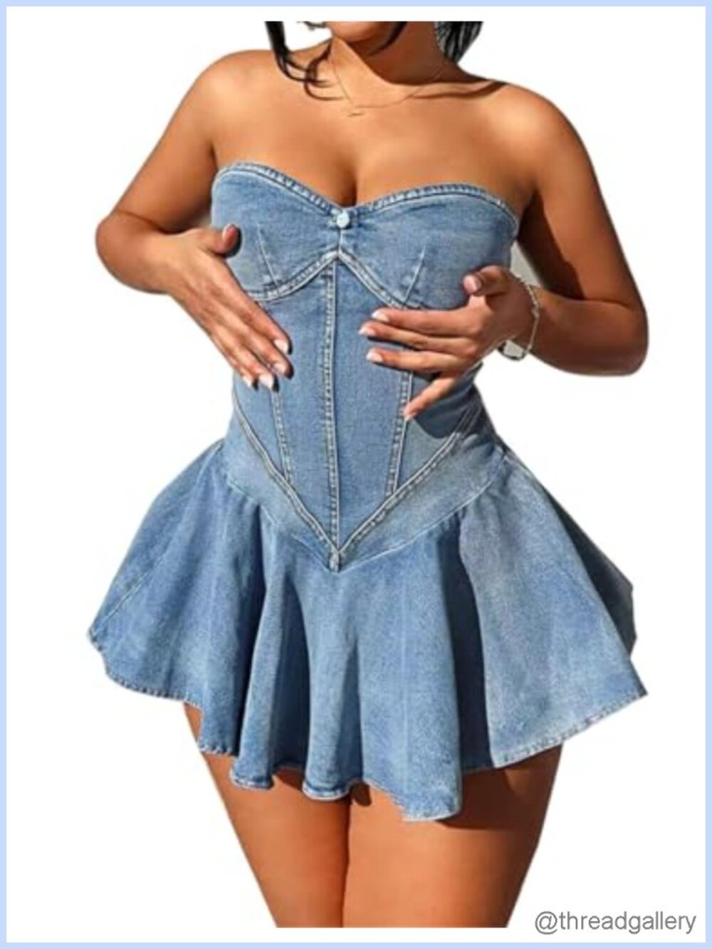 Strapless Denim Mini Dress Sleeveless Backless Tube Bodycon Clubwear